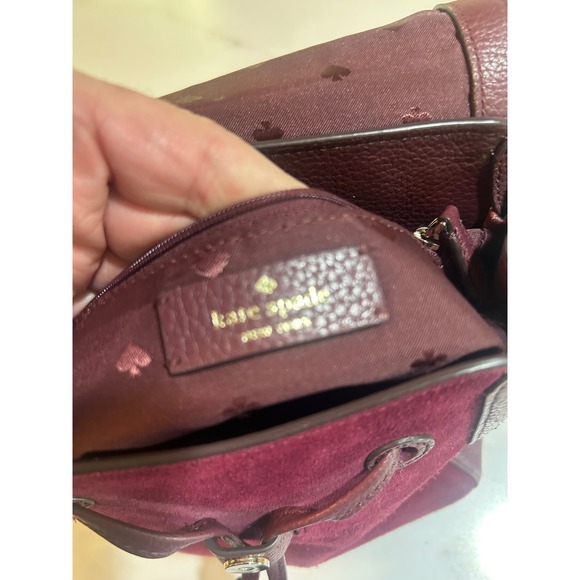 Kate Spade Hayes Street Teagan Burgundy Leather Suede Backpack Bag PXRU9171 main image 5